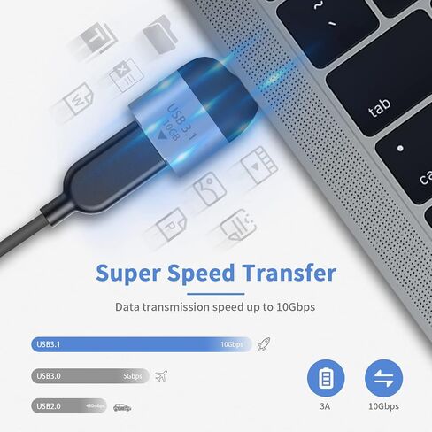 Duttek USB C إلى USB 3.1 محول، 10 جيجابت في الثانية USB A إلى USB C محول، USB C ذكر إلى USB 3.0 محول أنثى متوافق مع الكمبيوتر المحمول، الكمبيوتر الشخصي، الشاحن، بنك الطاقة، Quest Link إلخ 1pack in Saudi Arabia