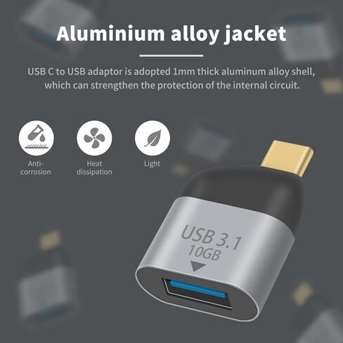 Duttek USB C إلى USB 3.1 محول، 10 جيجابت في الثانية USB A إلى USB C محول، USB C ذكر إلى USB 3.0 محول أنثى متوافق مع الكمبيوتر المحمول، الكمبيوتر الشخصي، الشاحن، بنك الطاقة، Quest Link إلخ 1pack in Saudi Arabia