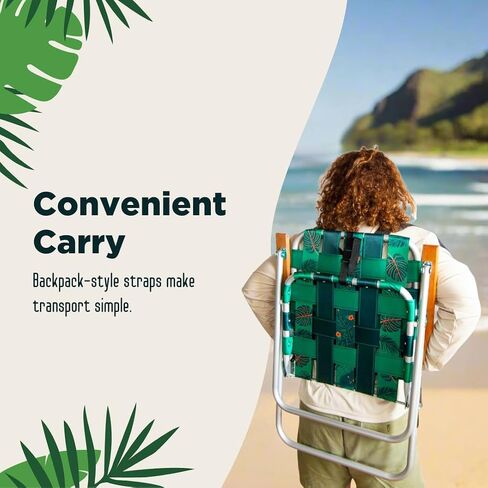 Beach Chair - Premium Backpack Beach Chair - Webbed Aluminum Beach Chair with Backpack Straps - Foldable and Reclining Beach Chair -Jungala Print Aluminum Beach Chair in Saudi Arabia