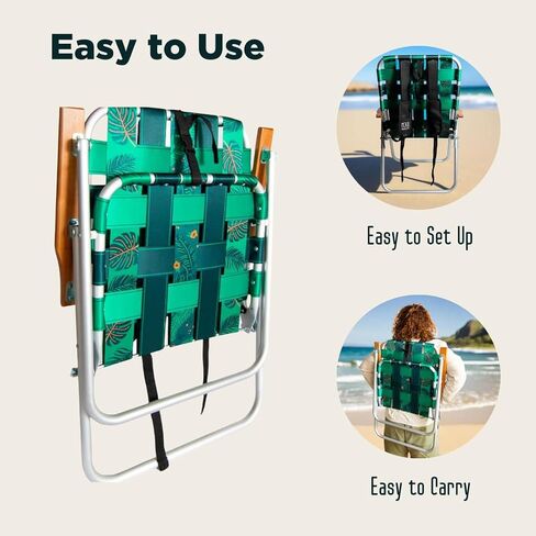 Beach Chair - Premium Backpack Beach Chair - Webbed Aluminum Beach Chair with Backpack Straps - Foldable and Reclining Beach Chair -Jungala Print Aluminum Beach Chair in Saudi Arabia