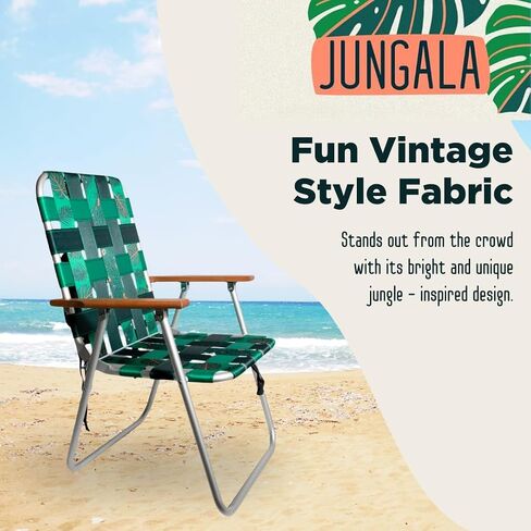 Beach Chair - Premium Backpack Beach Chair - Webbed Aluminum Beach Chair with Backpack Straps - Foldable and Reclining Beach Chair -Jungala Print Aluminum Beach Chair in Saudi Arabia