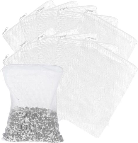 Aquarium Filter Media Bags 10 Pcs Pumps Filters Fish Tank Filt Accessories Mesh Zipper Reusable Cloth Strainer Drawstring Storage Bags Colanders Bag for Aquarium Pond in Saudi Arabia