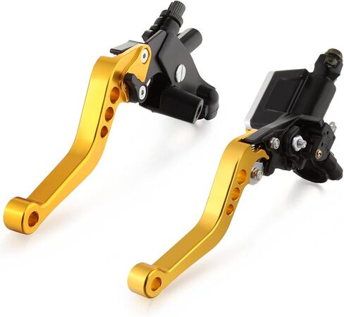 زوج واحد من مقود الفرامل 7/8 بوصة CNC من الألومنيوم المقود العالمي للدراجات النارية مناسب للعلامة التجارية 50cc إلى 300cc Street Motorcycle and Scooter Sport Bike Street Bike Dirt Bike مع مقود 22 مم ذهبي in Kuwait