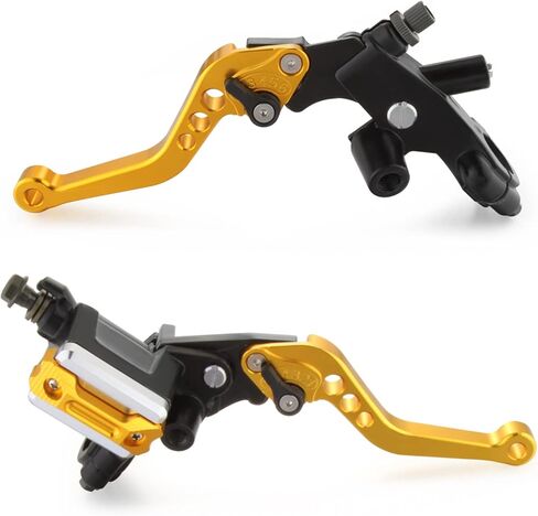 زوج واحد من مقود الفرامل 7/8 بوصة CNC من الألومنيوم المقود العالمي للدراجات النارية مناسب للعلامة التجارية 50cc إلى 300cc Street Motorcycle and Scooter Sport Bike Street Bike Dirt Bike مع مقود 22 مم ذهبي in Kuwait