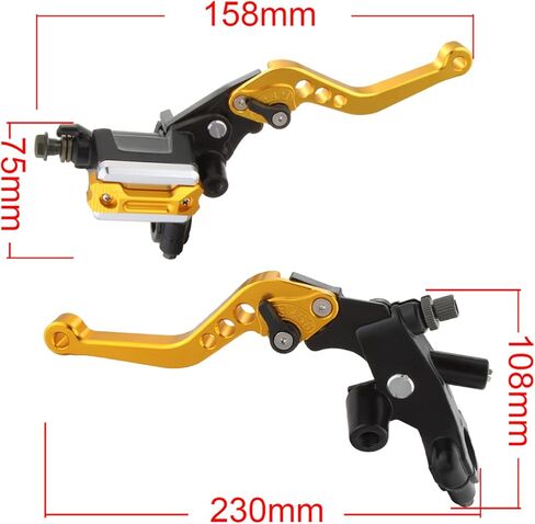 زوج واحد من مقود الفرامل 7/8 بوصة CNC من الألومنيوم المقود العالمي للدراجات النارية مناسب للعلامة التجارية 50cc إلى 300cc Street Motorcycle and Scooter Sport Bike Street Bike Dirt Bike مع مقود 22 مم ذهبي in Kuwait