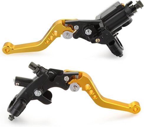 زوج واحد من مقود الفرامل 7/8 بوصة CNC من الألومنيوم المقود العالمي للدراجات النارية مناسب للعلامة التجارية 50cc إلى 300cc Street Motorcycle and Scooter Sport Bike Street Bike Dirt Bike مع مقود 22 مم ذهبي in Kuwait