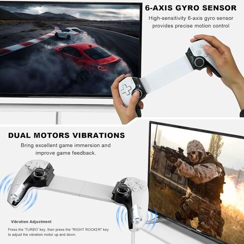 وحدة تحكم لاسلكية لأجهزة iPad والكمبيوتر اللوحي وiPhone/Android/PC/Switch/PS3/PS4 عصا التحكم مع Turbo، تدعم لعبة السحابة المحمولة، البث على PS5/PS4/Xbox/PC، iPhone 15/14، Call of Duty، أبيض in Kuwait