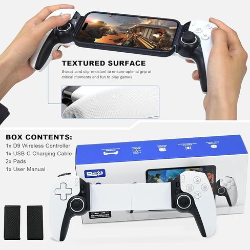 وحدة تحكم لاسلكية لأجهزة iPad والكمبيوتر اللوحي وiPhone/Android/PC/Switch/PS3/PS4 عصا التحكم مع Turbo، تدعم لعبة السحابة المحمولة، البث على PS5/PS4/Xbox/PC، iPhone 15/14، Call of Duty، أبيض in Kuwait