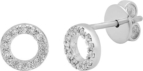 Dazzlingrock Collection Round White Diamond Hollow Circle Shape Stud Earrings for Women (0.10 ctw, Color I-J, Clarity I2-I3) in 925 Sterling Silver in Saudi Arabia