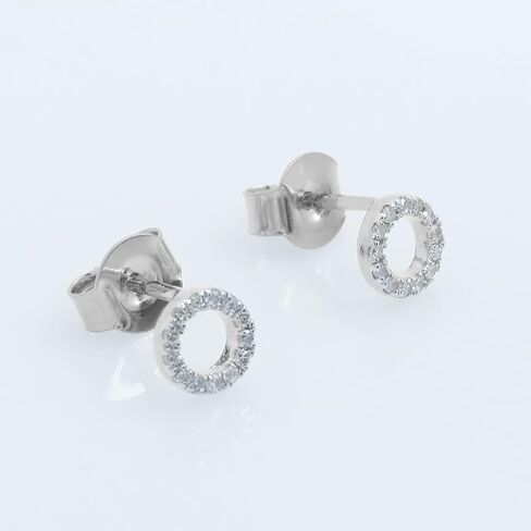 Dazzlingrock Collection Round White Diamond Hollow Circle Shape Stud Earrings for Women (0.10 ctw, Color I-J, Clarity I2-I3) in 925 Sterling Silver in Saudi Arabia