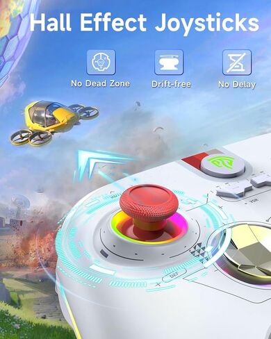 وحدة تحكم لاسلكية EasySMX X15 2.4G لأجهزة الكمبيوتر/Android/Steam/Switch/IOS، مع عصا القاعة/المشغلات، وإضاءة RGB وبلوتوث - مضادة للانجراف in Kuwait