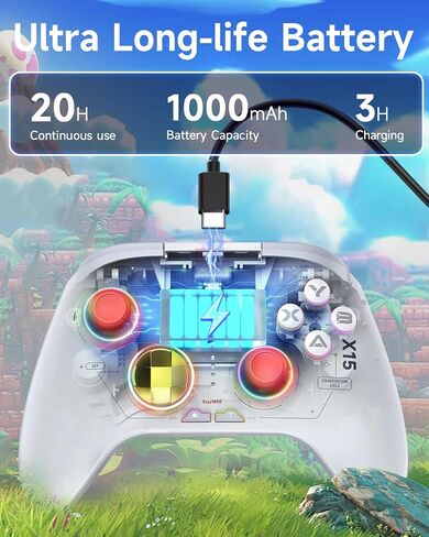 وحدة تحكم لاسلكية EasySMX X15 2.4G لأجهزة الكمبيوتر/Android/Steam/Switch/IOS، مع عصا القاعة/المشغلات، وإضاءة RGB وبلوتوث - مضادة للانجراف in Kuwait