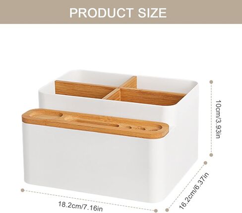 Yuehuam منظم مكتب حامل قلم رصاص مع مقصورات صندوق تخزين الطاولة مع مقسم علبة سطح المكتب مع فواصل خشبية قابلة للتعديل للمكتب المنزلي in Kuwait