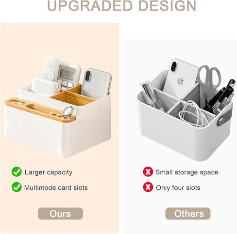 Yuehuam منظم مكتب حامل قلم رصاص مع مقصورات صندوق تخزين الطاولة مع مقسم علبة سطح المكتب مع فواصل خشبية قابلة للتعديل للمكتب المنزلي in Kuwait