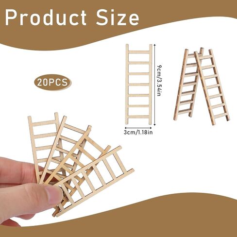 20 Pcs Miniature Ladder Model Mini Garden Ladder 3.54''x 1.18'' Mini Ladder Tiny Ladder Model Wooden Mini Doll House Ladder Accessories for Landscape Dollhouse Decor in Saudi Arabia