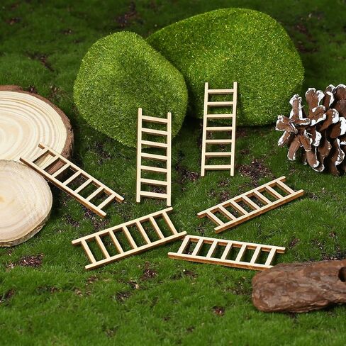 20 Pcs Miniature Ladder Model Mini Garden Ladder 3.54''x 1.18'' Mini Ladder Tiny Ladder Model Wooden Mini Doll House Ladder Accessories for Landscape Dollhouse Decor in Saudi Arabia
