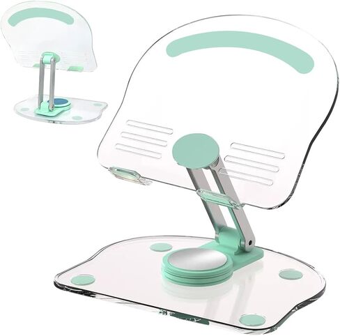 حامل تابلت أكريليك دوّار 360 درجة، حامل تابلت شفاف قابل للطي وقابل للتعديل للمكتب والمنزل والمكتب، متوافق مع جميع الهواتف والأجهزة اللوحية مقاس 4-12.9 بوصة. in Saudi Arabia
