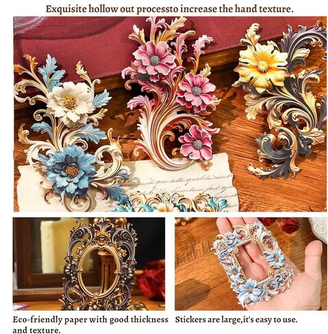 48 ورقة زهرة الدانتيل الإطار الكولاج المواد ورقة القصاصات، إطارات الأزهار خلفية ورقة الزخرفية سكرابوكينغ ورقة الزهور نافذة إطار الصورة ورقة خمر لمستلزمات سجل القصاصات DIY اليومية in Kuwait