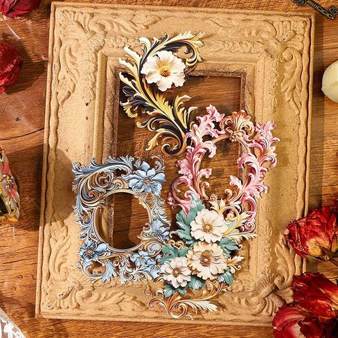 48 ورقة زهرة الدانتيل الإطار الكولاج المواد ورقة القصاصات، إطارات الأزهار خلفية ورقة الزخرفية سكرابوكينغ ورقة الزهور نافذة إطار الصورة ورقة خمر لمستلزمات سجل القصاصات DIY اليومية in Kuwait