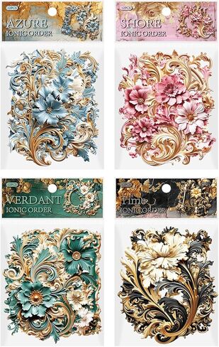 48 ورقة زهرة الدانتيل الإطار الكولاج المواد ورقة القصاصات، إطارات الأزهار خلفية ورقة الزخرفية سكرابوكينغ ورقة الزهور نافذة إطار الصورة ورقة خمر لمستلزمات سجل القصاصات DIY اليومية in Kuwait