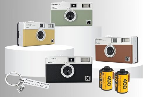 Kodak Ektar H35 Half-Frame Retro Camera Bundled with Kodak Ultramax 400 35mm Film (2 Rolls of 24 Exposures Each) Plus a Bonus Camera-Style Keychain in Saudi Arabia