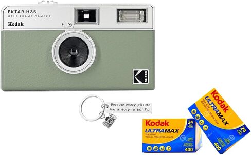 Kodak Ektar H35 Half-Frame Retro Camera Bundled with Kodak Ultramax 400 35mm Film (2 Rolls of 24 Exposures Each) Plus a Bonus Camera-Style Keychain in Saudi Arabia