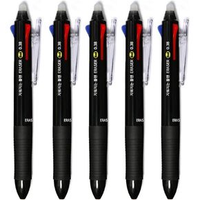 ERASER BALL 3 Color 0.38mm, Erasable Gel Pen and Refills, Black Blue Red Ink, MB-300 (5 Pens)