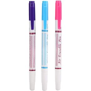HEEPDD Fabric Marking Pen, 3Pcs Water Erasable Pen Double Head Heat Erasable Fabric Marking Pens DIY Cloth Sewing Accessories Red/Blue/Purple