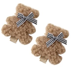 2Pcs Brown Plush Bear Hair Clips Duck Bill Accessories For Girls Toddler Kids Children