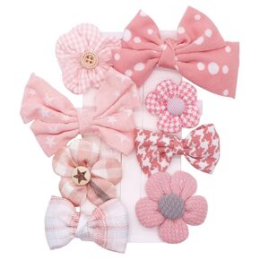 Baby Hair Clips Set,8Pcs Flowers Barrettes For Baby Girls Bows Fully Lined Hair Barrettes Hair Accessories For Toddlers,Infants,Kids and Children,Blue