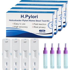مجموعة اختبار H-Pylori، مجموعات اختبار براز هيليكوباكتر بيلوري في المنزل، 4 اختبارات اختبار H. Pylori البراز (مستضد) الاختبار الذاتي للاستخدام المنزلي، النتائج في 10-15 دقيقة بدقة عالية in Kuwait