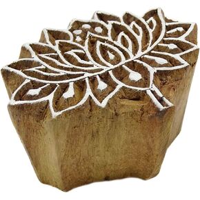 Indian Wood Stamps Lotus Printing Block Hand Carved Stamp Decorative Blocks