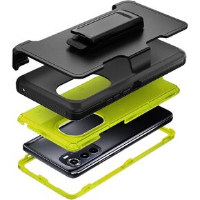 Compatible with Motorola Edge (2022) Case, with Belt Clip Holster Heavy Duty Rugged Shockproof Full Body Protection Kickstand Phone case for Motorola Edge (2022) (Black) in Kuwait