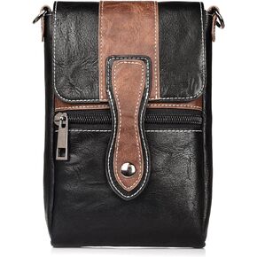 Crossbody Cell Phone Bag Wallet, Leather Cell Phone Belt Clip Holder, Multifunction Messenger Holster Crossbody Purse with Shoulder Strap Waist Wallet Belt Clip Holder with Locking Carabiner Hook