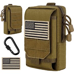 IronSeals Tactical Molle Phone Pouch Multi-Purpose Compact Utility Waist Pouch Holster for iPhone 15 Pro Max/14 Pro Max/13 Pro Max/12 Pro Max/11 Pro Max, Size L, U.S.A Patch and D-Ring Included