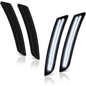 VIPMOTOZ Full White LED Front + Rear Smoke Lens Side Marker Light For 2016-2022 Chevy Camaro, Driver & Passenger Side, 4-Pieces