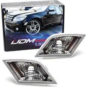 iJDMTOY OEM-Spec Amber Lens Front Bumper Side Marker Lamp Housings Compatible With 2008-2011 Mercedes W204 Pre-LCI C250 C300 C350 & 2008-13 C63 AMG C-Class