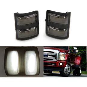 2x LED Side Mirror Light Marker Compatible with 2008 to 2016 Ford F250 F350 F450 F550 Super Duty Turn Signal，7C3Z-13776-A 7C3Z-13776-B 7C3Z13776A 7C3Z13776B (Smoked Lens White Light)