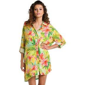 La Blanca Women's Standard Camp Shirt Swimsuit Cover Up