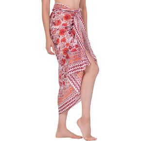 100% Cotton Hand Block Printed Sarong Swimsuit Beach Bikini Cover up Skirt Swimwear Pareo Wrap Scarf Stole Shawl for Women