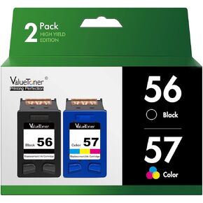 Valuetoner Remanufactured Ink Cartridges Replacement for HP 56 & 57 C9321BN C6656AN C6657AN for Deskjet 5550 5650 5150, Photosmart 7350 7260 7450 7550 7760, PSC 2210 Printer (1 Black, 1 Color, 2 Pack)