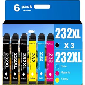 232XL مُعاد تصنيعها لخرطوشة الحبر Epson 232 لخرطوشة الحبر Epson 232XL T232 XL لطابعة Epson XP-4200 XP-4205 Epson Workforce WF-2930 WF-2950، 6 عبوات 3 أسود 1 سماوي 1 أرجواني 1 أصفر in Kuwait