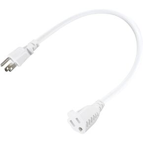 SPARKING Short Extension Cord 1 Foot - 12in White AC Indoor 3 Prong Extension Cord,16AWG Mini Small Short Grounded Appliance Power Extensions Cord, 125V 13Amp Single Outlet Saver Electrical Extenders