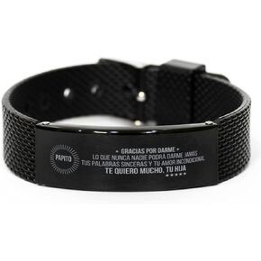 Brazalete de regalo para papá: Pulsera con mensaje 'Papito, gracias por tu tiempo' - Ideal para el Día del Padre, padrastros y padrinos - Regalo perfecto de hija para papá