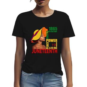 Juneteenth Shirts for Women 100% Cotton African American Freedom Black History June 19 1865 T-Shirt.
