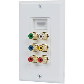 Monoprice Recessed HDMI Wall Plate, with 1 HDMI F/F Adapter & 6 RCA Connector, Gold Plated White