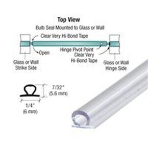 CR Laurence Shower Door Translucent Vinyl Bulb Seal with Pre-Applied Tape for 7/32" Gap (1/4" and up Thick Glass)