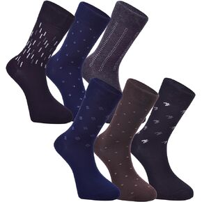 BELINO 6 Pairs of Men's Socks, Men's Dress Socks, Classic Cotton Dress Socks for Mens, Business Socks 7/10