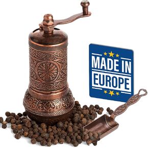 Decorative Black Pepper Grinder, Refillable Turkish Spice Mill with Adjustable Coarseness, Manual Pepper Mill with Handle, Spice Grinder Metal with Hand Crank, Copper in Kuwait