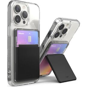 Ringke Stand Slot Card Holder [Phone Wallet Stick on + Stand] ID & Credit Card Holder for Phone Case, Solid Card Wallet with Phone Kickstand Compatible with iPhone Galaxy Android - Black